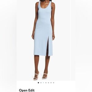 Open Edit Blue Scoop Neck Midi Dress